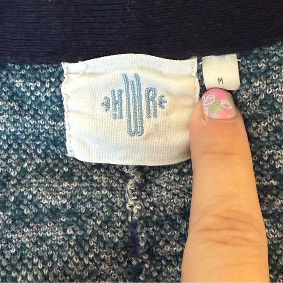 Anthropologie HWR Monogram Emmia Hand Stitched Open Front Cardigan Sweater Med - Picture 8 of 14